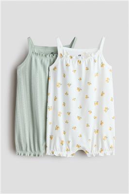 Light turquoise/Floral 2-pack cotton romper suits for kids | H&M GB