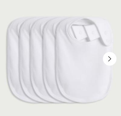 F&F Baby 5-Pack Pure Cotton Bibs in White - Tesco Groceries