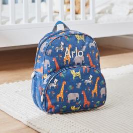 Personalised Navy Safari Print Medium Backpack | My 1st Years