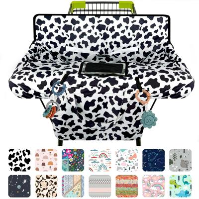 Shopping Cart Cover for Baby 2-in-1 High Chair Cover with Safety Harness Multifunctional Cow Pattern Cart Covers for Babies Soft Padded Grocery Cart C