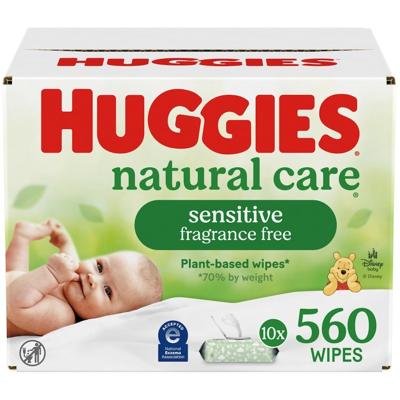 Huggies Baby Wipes, Natural Care Sensitive, UNSCENTED, 10 Flip Top Packs, 560 Wipes - 560 ea | Real Canadian Superstore