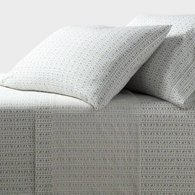 King Organic Percale Printed Sheet Set Ivory Floral Stripe - Threshold™ : Target