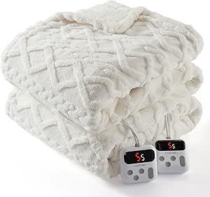 Amazon.com: CAROMIO Electric Blanket Queen Size Dual Control - Thick Tufted Sherpa Heated Blanket Queen with 10 Heating Levels and 10 Time Settings, E
