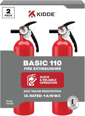 Kidde Multi Purpose Fire Extinguisher for Home, Office, Dorm, Residential, 1A10BC, 2 Pack - Amazon.com