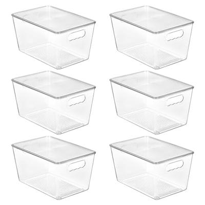 Vtopmart 6 Pack Clear Stackable Storage Bins with Lids, Large Plastic Containers with Handle for Pantry Organizer and Storage,Perfect for Bathroom,Cab