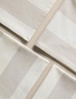 Set of 4 Cotton with Linen Wide Stripe Napkins | M&S | M&S
