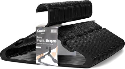 KEPLIN Plastic Clothes Hangers 50 Pack – Slim Durable Coat Hangers with Shoulder Grooves, Space Saving Closet Organiser for Shirts, T-Shirts, Blouses