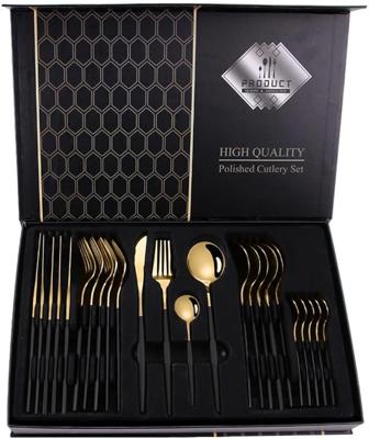 24 Piece Stainless Steel Cutlery Set (Black & Gold) : Amazon.co.za: Home & Kitchen