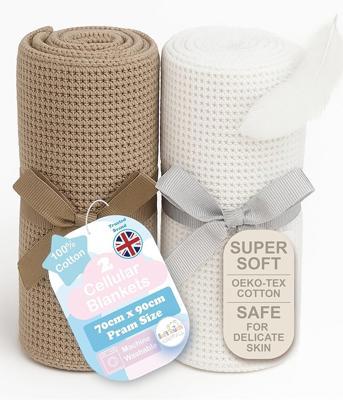 Soft Touch Newborn Essentials 70 x 90cm Cotton Baby Cellular Blanket for Pram, Car Seat and Cot Bedding : Amazon.co.uk: Baby Products