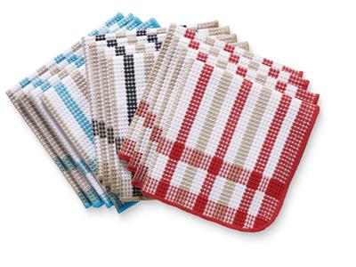 MASTER Chef Cotton Plaid Waffle Dishcloths, 14-in x 14-in, 12-pk, Assorted Colours