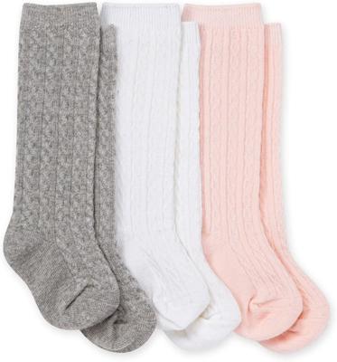 Amazon.com: Burts Bees Baby Baby Girls Socks Knee High Organic Cotton Cable Knit, Multicolor for Infant and Toddlers - 3 Pack Set : Clothing, Shoes &