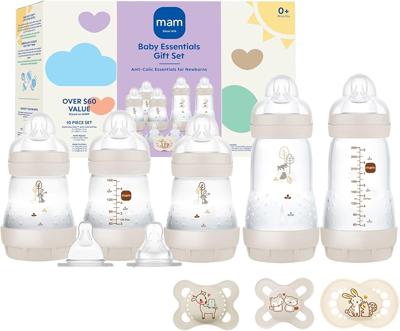 Amazon.com : MAM Newborn Essentials Matte Feeding Set with Easy Start Anti-Colic Bottles 5oz, Self-Sterilizing, 0-3 Months Pacifiers and Skinsoft Sili