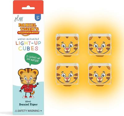 Amazon.com: Glo Pals x Daniel Tigers Neighborhood Water-Activated Bath Toy with 6 Reusable Light-Up Cubes for Sensory Play (Cubes with Character) : T