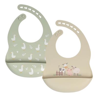 Little Rawr Silicone Bib - Farm 2 Pack | Baby Bunting AU