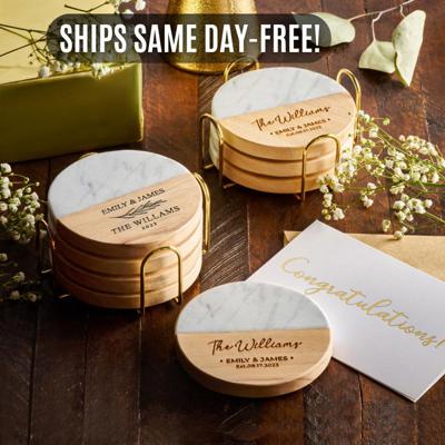Personalized Wedding Gift, Coaster Set for Couples, Custom Wood Anniversary Christmas Gift for Her, Engagement, Bridal Shower, New Home - Etsy