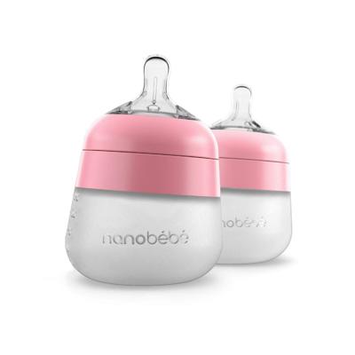 Nanobebe flexy silicone bottle 150ml pink twin pack 632