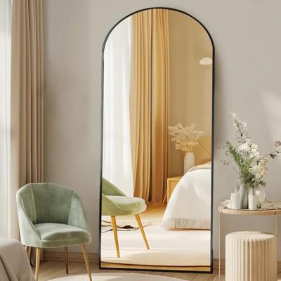 DUMOS Arched Full Length Mirror with Stand 64x21 Floor Standing Aluminum Frame for Bedroom Body Hanging Leaning Modern Simple Home Decor Shatter-pro