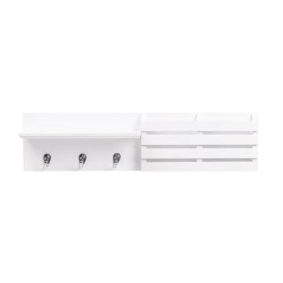 Kiera Grace Sydney Floating Shelf, Modern Wall Mounted Shelf with 3 Metal Hooks and Mail Holder for Home, Office, 24, White, 1Pack
