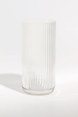 Ribbed Frosted Glass Vase, 12x24.5cm
