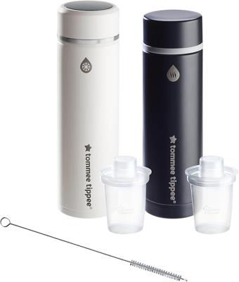 Tommee Tippee PrepGo Formula Feed Maker Set, Portable Hot and Cool Flasks with LED Digital Temperature Display, Travel Friendly Bottle Preparation in