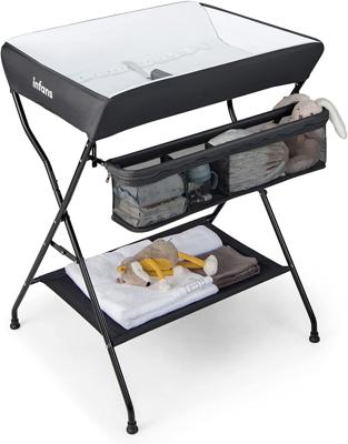 OLAKIDS Baby Changing Table, Folding Diaper Station Portable Nursery Organizer with Safety Belt and Large Storage Racks for Newborn Baby and Infant (B