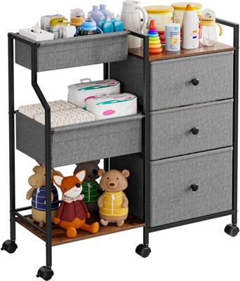 Amazon.com: Modanais Baby Diaper Caddy Organizer Cart - 3 Tier Rolling Cart with Dividers and Drawers, Easy To Assemble, Mobile Utility Cart with Whee