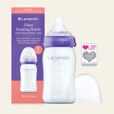 Glass Feeding Bottles 160ml with NaturalWave® Teat – Lansinoh UK