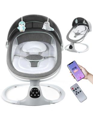 Electric Baby Swing for Infants to Toddler, Portable Swing Rocker with 5 Point Harness, 5 Sway Speed, Bluetooth,12 Preset Lullabies with Remote Contro
