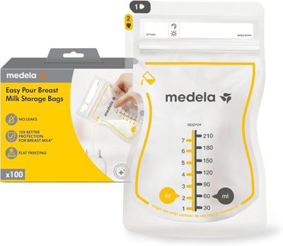Medela Easy Pour Disposable Breastmilk Storage Bags, 210 ml Capacity, Leakproof Design with Milk Protection, Made Without BPA, Pack of 50 : Amazon.co.
