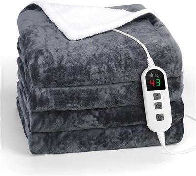 Elytsemoh electric blanket with 10 Heat Levels, Up-to-9-Hours Auto-Off Timer, flannel sherpa 180x130CM, Machine Washable, Overheat Protection, electri