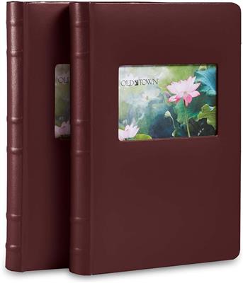 Old Town 2-Pack Bonded Leather Photo Albums, Multi Size Photo Album 5x7 & 4x6 Slots, Acid-Free Photo Album 4x6 300 Photos or 100 5x7 Photos, 50 Double