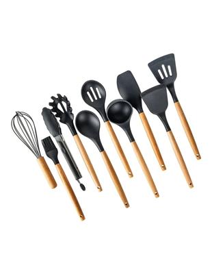 Little Label Co Silicone Utensil Set of 10 Piece in Black | MYER