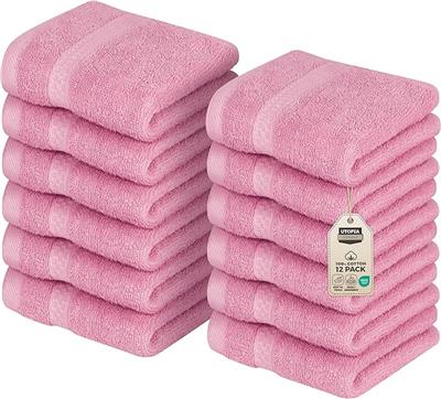 Utopia Towels Premium Washcloth Set (30 x 30 CM, 12 Pack) 100% Cotton Flannel Face Cloths, Highly Absorbent and Soft Feel Fingertip Towels (Pink) : Am