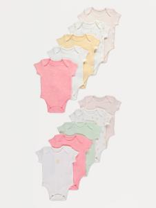 Pink Tulip Heart Short Sleeve Bodysuits 10 Pack | Baby | George at ASDA