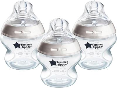 Tommee Tippee Natural Start Baby Bottles for 0m , Pack of 3 150ml Baby Bottles, with Slow Flow Breast-Like Teat for a Natural Latch, Self-Sterilising