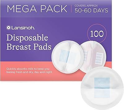 Lansinoh Disposable Breast Pads - Leakproof & Ultra Thin Absorbent Maternity Pads - Discreet Fit Nursing Pads Breastfeeding Essentials - 100 Pack : Am