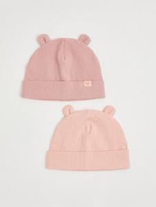 Pink Ear Ribbed Baby Hats 2 Pack | Baby | George at ASDA