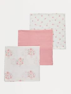 Pink Floral Bouquet Muslin Squares 3 Pack | Baby | George at ASDA