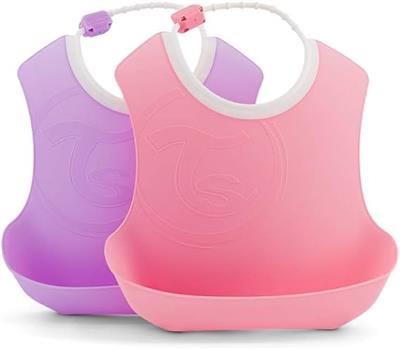Twistshake 2X Baby Bibs with Crumb Tray, Waterproof, 4  Months, Pastel Pink/Pastel Purple : Amazon.co.uk: Baby Products