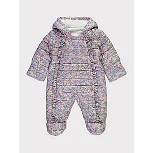 Lilac Floral Frill Hooded Snowsuit | Baby | George at ASDA