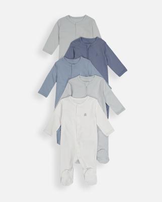 Plain Organic Cotton Sleepsuits 5 Pack  | Woolworths.co.za