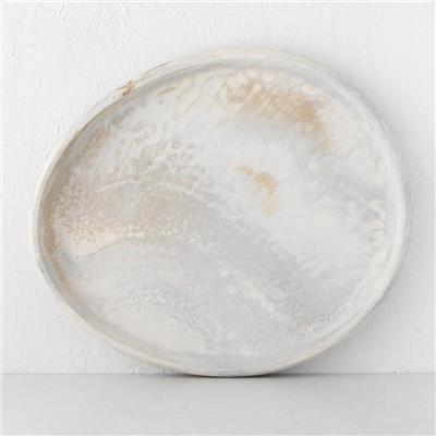 HADLEY OVAL RESIN SERVING TRAY | LARGE 43CM | MARBLED STEEL