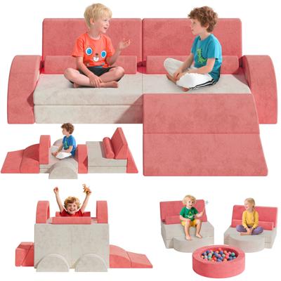 PORKISS 11 PCS Modular Kids Play Couch, Foam Toddler Sofa for Girls Boys, DIY Creativing Modular Kids Sofa, Modern Floor Couch for Living Room, Playro