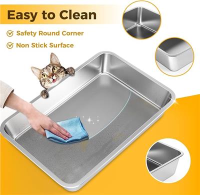 Amazon.com: Stainless Steel Cat Litter Box,Extra Large Metal Litter Box,24Lx16x4 in | Extra Large Metal Litter Tray for Big Cats Kitty Rabbits,No Smel