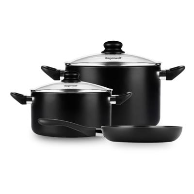 Sagenwolf Titan Lite Non Stick Cookware Set with Glass Lids 3 Piece - Yuppiechef