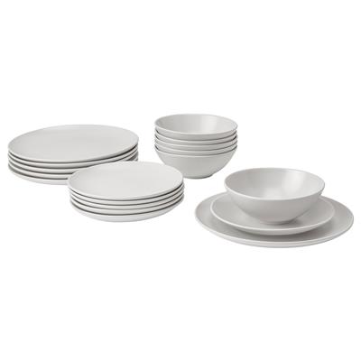 FÄRGKLAR 18-piece service, matt light grey - IKEA