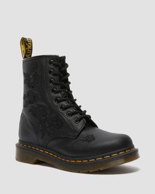 1460 Vonda Mono Womens Floral Boots in Black | Dr. Martens