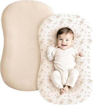 Amazon.com : Konssy Muslin Baby Lounger Cover 2 Pack, 100% Cotton Newborn Lounger Cover, Soft and Breathable Baby Nest Slipcover for Boys Girls (Chest