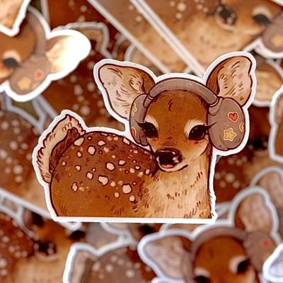 Music Fawn Sticker | Cottagecore Deer Art | Waterproof Vinyl Illustration - Etsy