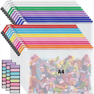 Amazon.com : JARLINK A4 Mesh Zipper Pouch Bags, 24 Pcs Waterproof Zipper Pouch Bags | Multi-use Mesh Bags for Board Games & Puzzles, Office School Sup